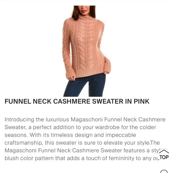 Magaschoni blush 100% cashmere sweater S/P - Picture 8 of 8